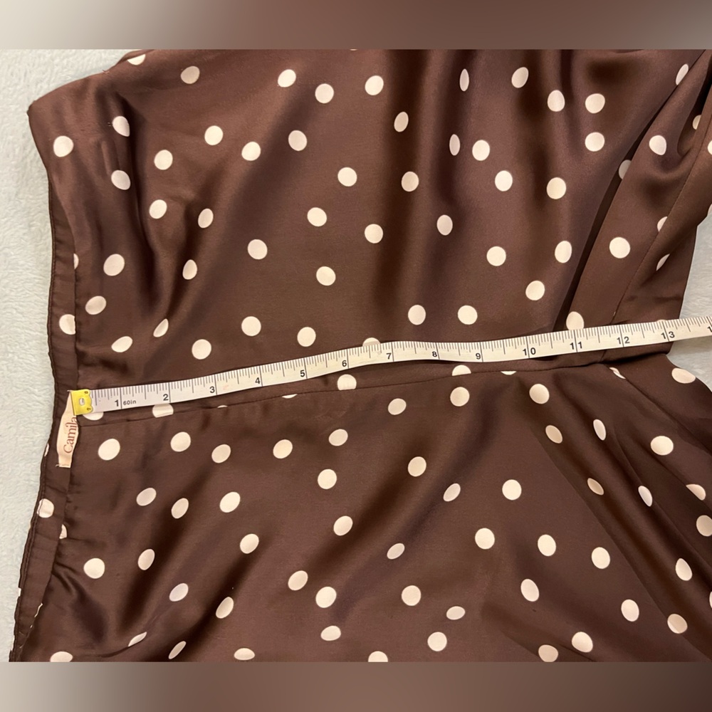 Camila Coelho wide leg polka dot satin pants. Stretchy waist. Brown white M. NWT - Picture 8 of 12